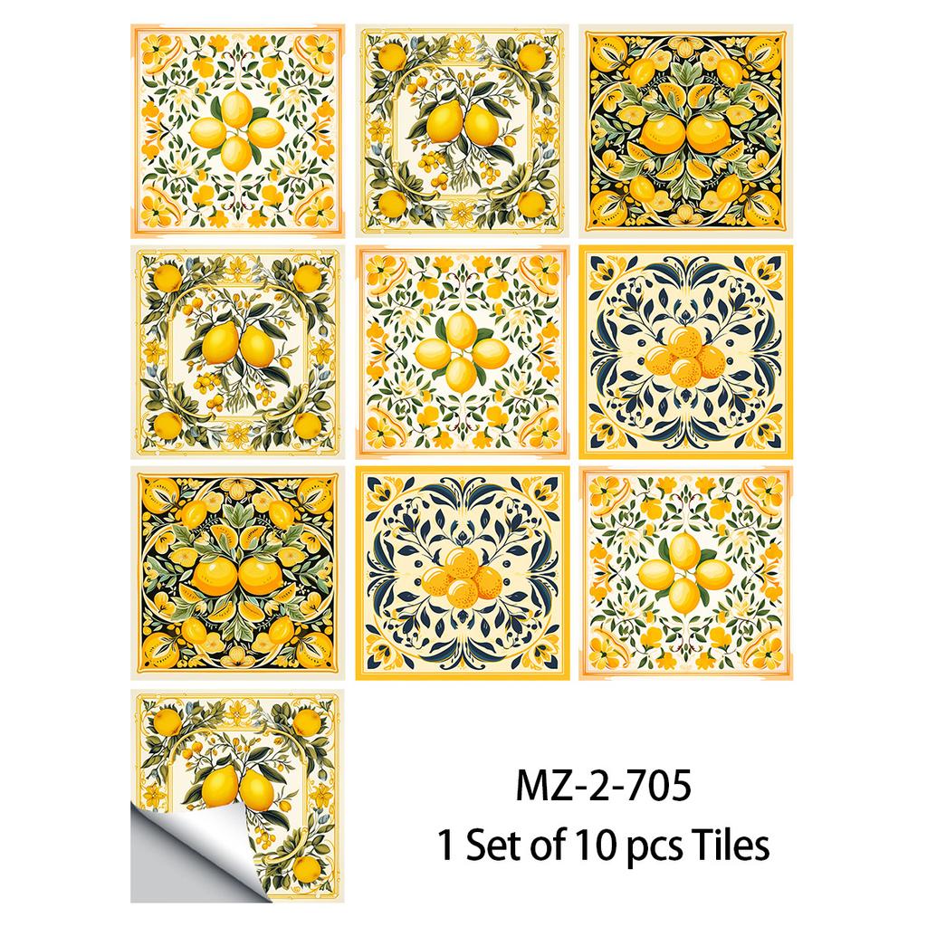 20x20cm 10 Pcs PVC Moroccan Pattern Wall Sticker for Kitchen Bathroom Cabinet Self-Adhesive Removable Reusable Easy DIY Home