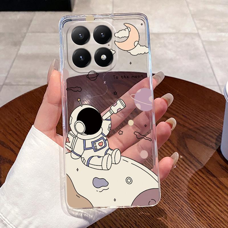 For Xiaomi 15T Case Aesthetic Fashion Cute Cat Astronaut Soft Silicone TPU Back Cover For Xiaomi 15T Pro Transparent Phone Case