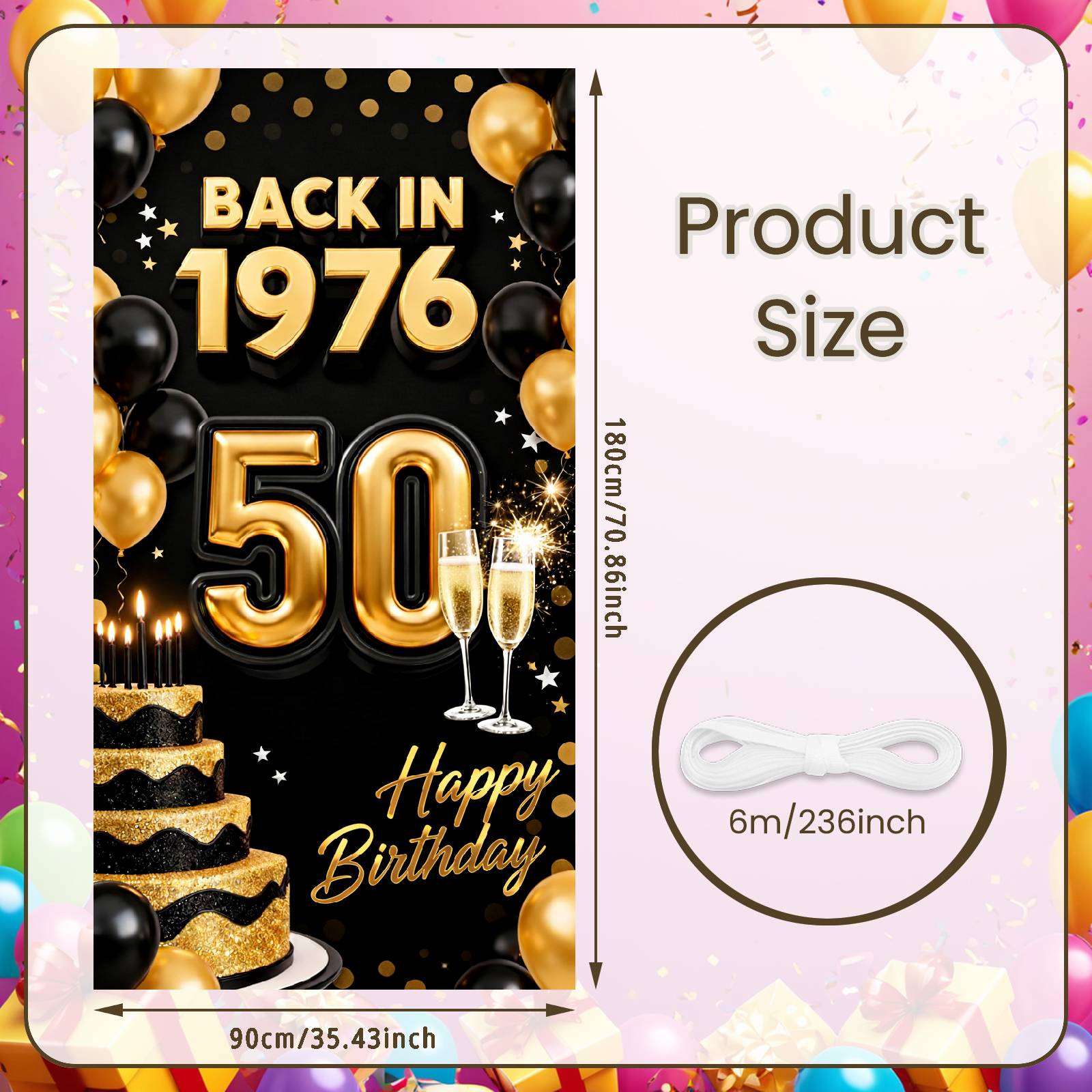 

50th Birthday Display Tiered Birthday Cake Adult Birthday Backdrop Black Gold For Family Gatherings Hotel Celebration