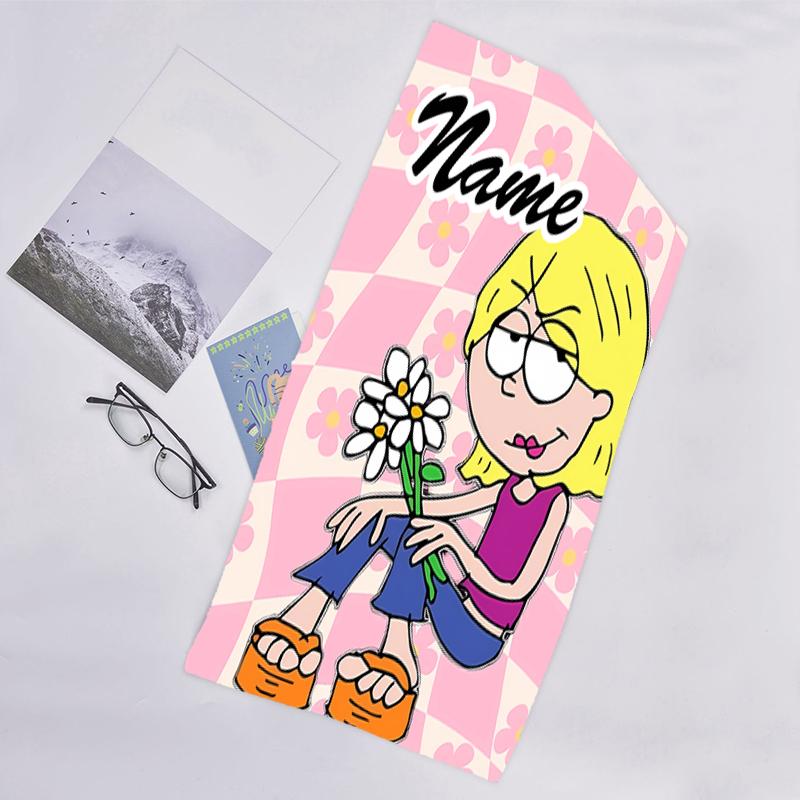 1pc Lizzie McGuire Y Sus Locuras2 Beach Towel with Custom Name, Beach/Swimming/Bath/Picnic/Camping Towel, Suitable for Seaside Beaches