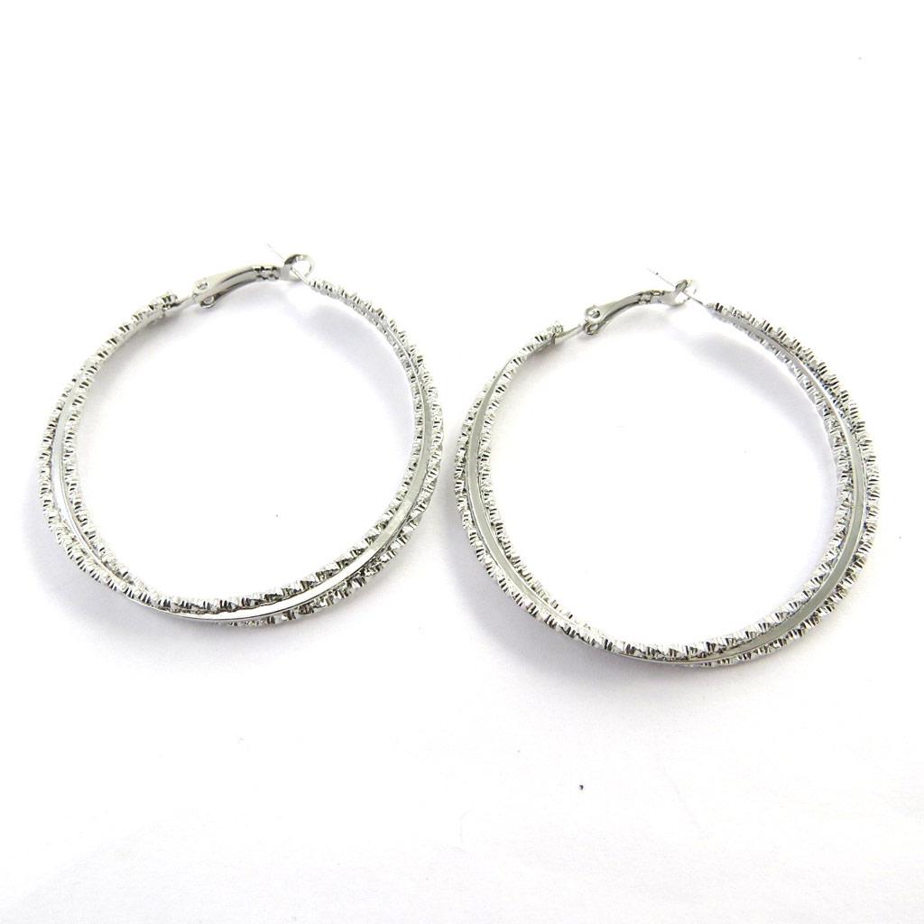 Les Trésors De Lily [M9308] - Silver 'Choréographie' Hoop Earrings Ø 50 Mm