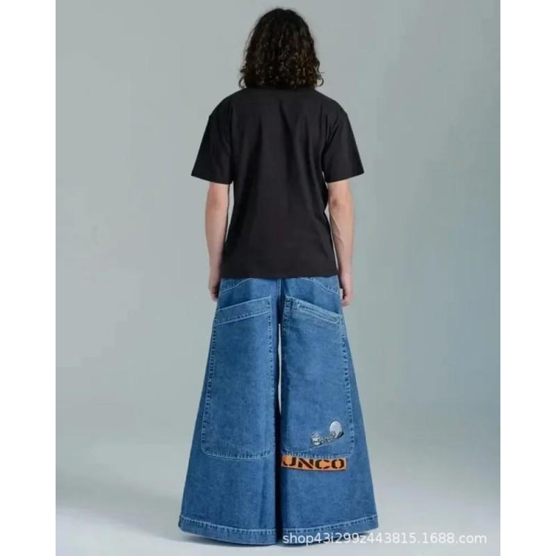 Jeans da Uomo Vestibilità Rilassata Denim Lavato Vintage Con Stampa Grafica Gamba Dritta Pantaloni Streetwear Autunno