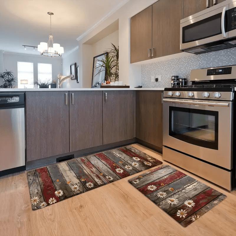 1 Stück Bauernhaus Blumenmuster Fußmatte Modern Küche Polyester Teppich Rutschfest Bunt Indoor Teppich, Für Zuhause Badezimmer Schlafzimmer Wohnzimmer Dekor