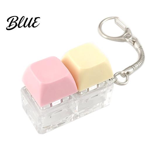 Fingertip Fidget Keyboard Toy Silent Stress Relief Keychain with LED Work Break Light Decompression Button Finger Clicker Sensory for Adults