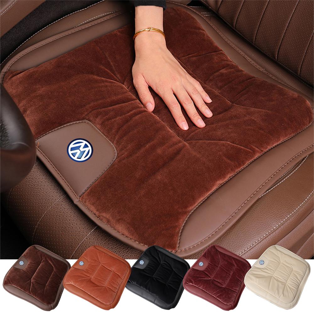 W16Flannel Car Seat Cushion Winter Warm Front Chair Rear Seat Pad For Volkswagen VW R Polo Passat Rline Golf 4 5 6 Tiguan Jetta GTI