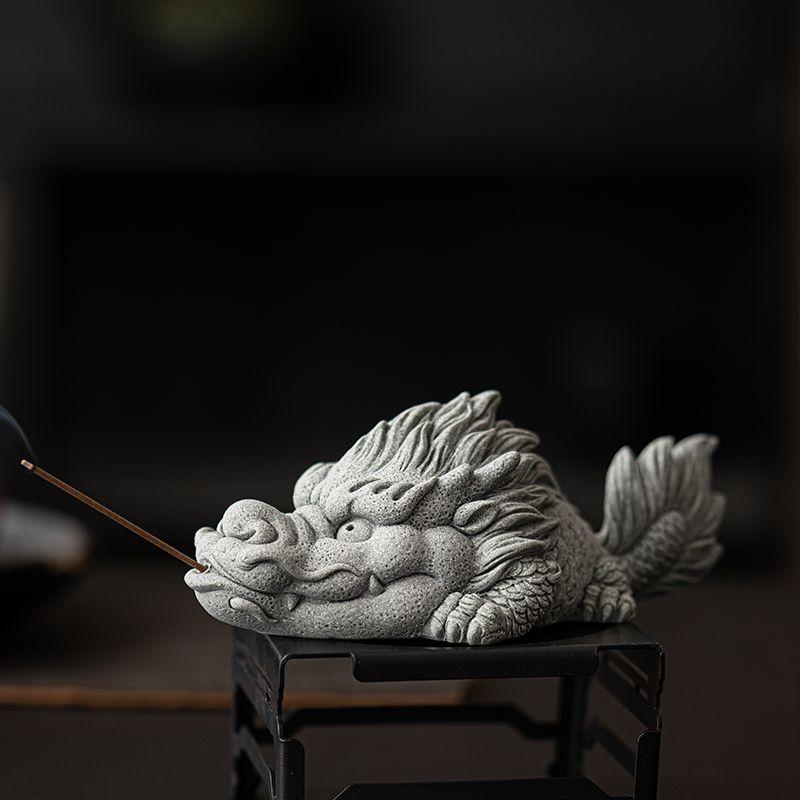 Blue Sand Stone Fish Dragon Decoration Gift Simple Living Room Household Creative Landscape Table Decoration Dragon Fish Tea Pet