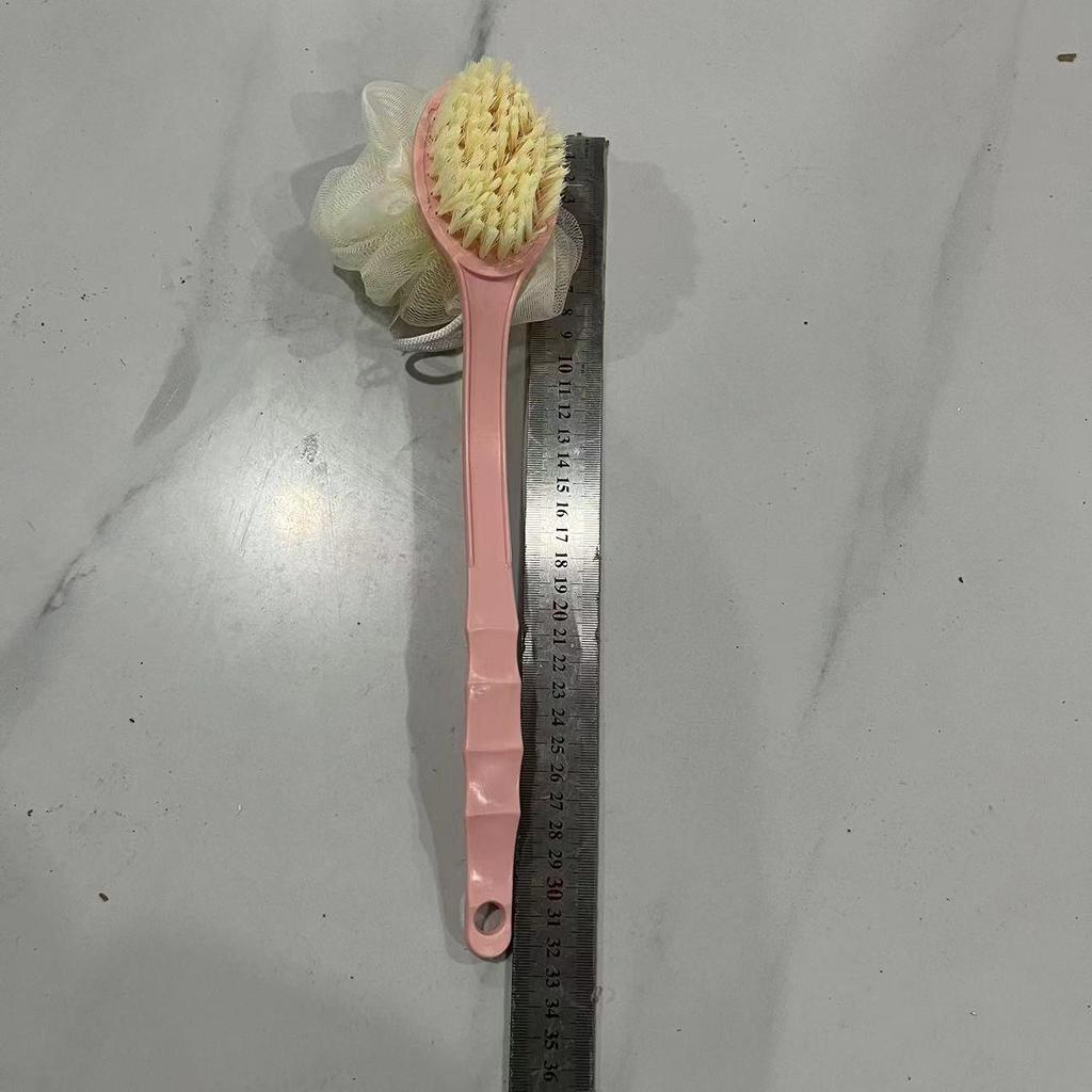Dual-Sided Long Handle Bath Brush with Soft Bristles for Easy Back Scrubbing and Exfoliation