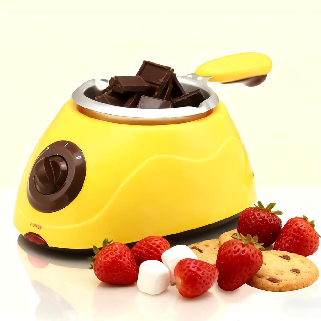 MultiOutools Mini Elektryczny Zestaw do Fondue z Widelczykami do Maczania, Garnek do Fondue do Rozpuszczania Czekolady i Cukierków, akcesoria kuchenne