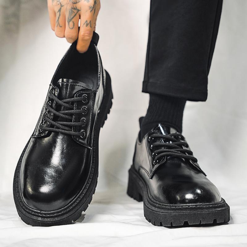 New autumn British style black thick-soled waterproof and wear-resistant business dress casual wedding leather shoes