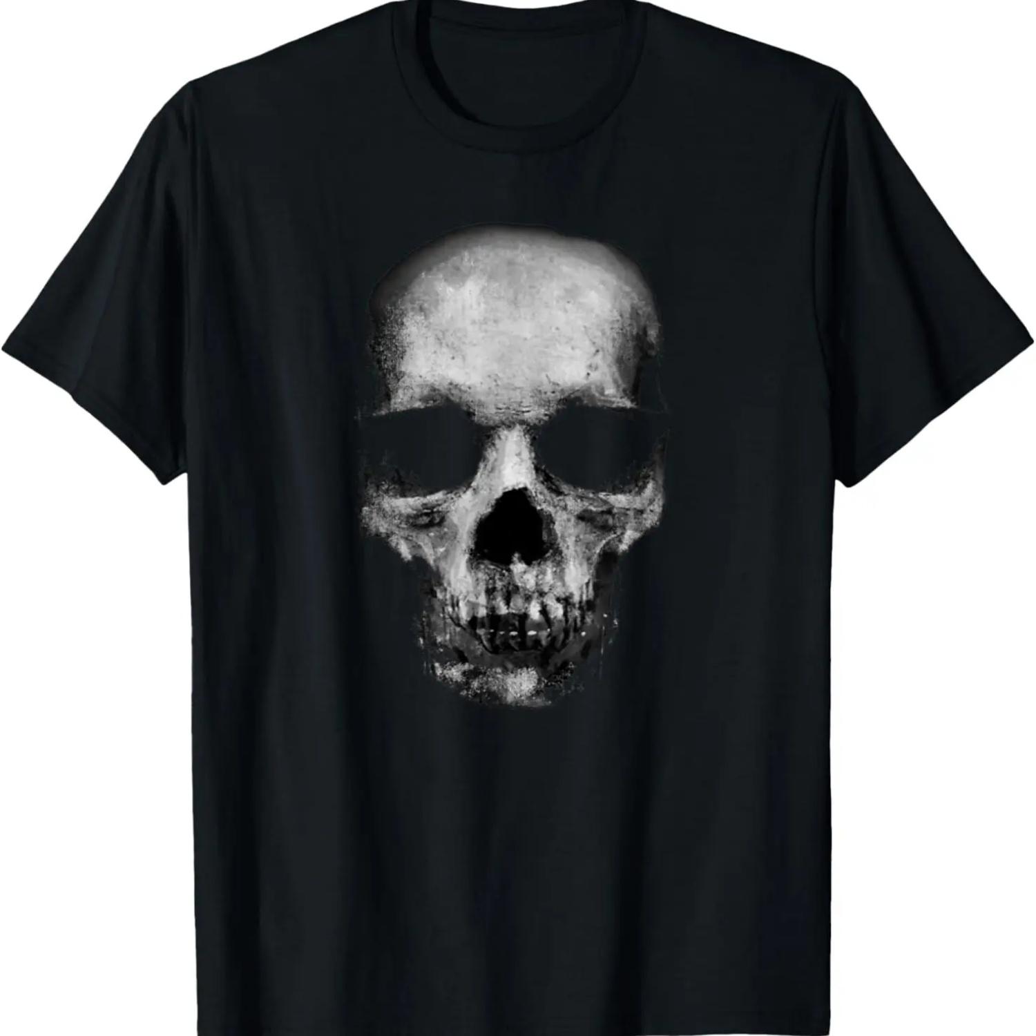 Страшное Лицо Хэллоуин Череп Выцветший Ужас Жуткий Жуткий Футболка S чёрный