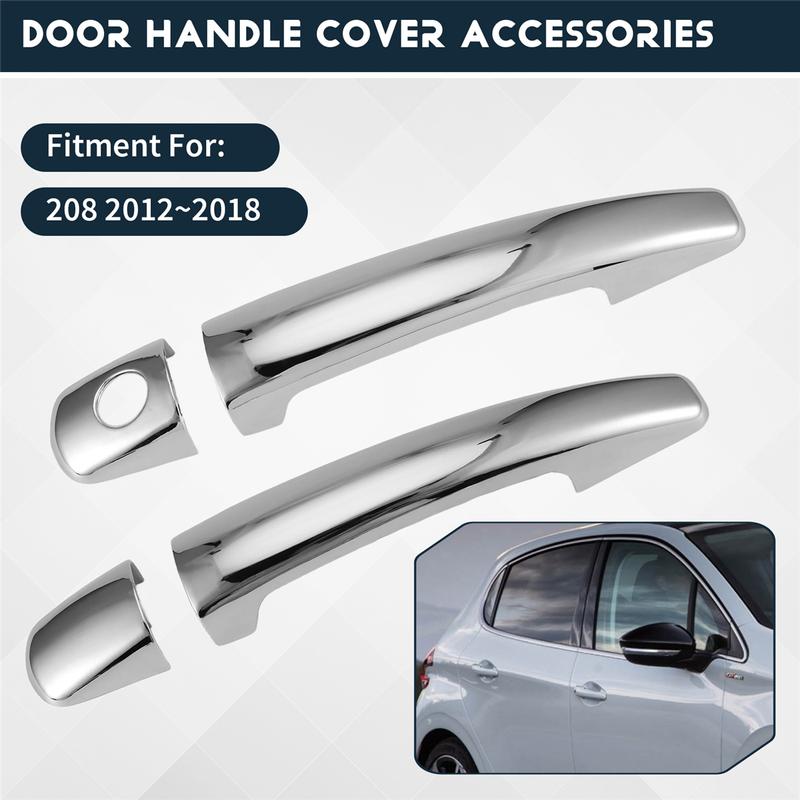 Durable for Peugeot 208 2012-2018 Luxuriou Chrome Exterior Door Handle Cover