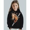 Vêtements Cool pour Filles Équestres Animaux Impression 3D Automne Sweats à Capuche Manches Longues Amples Légers Sweat Confortable Vêtements pour Enfants