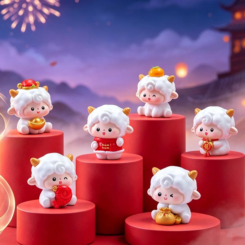 2027 Year Of The Goat Mini Resin Figurines Cute Lucky Designs For Home Desktop Decor New Year Gifts Collection