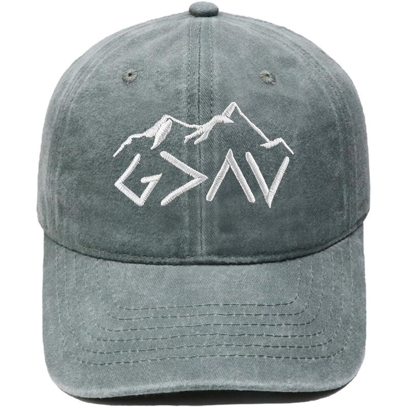 Mountain peak GOD symbol embroidered baseball cap retro dad hat men's and women's leisure outdoor hiking visor