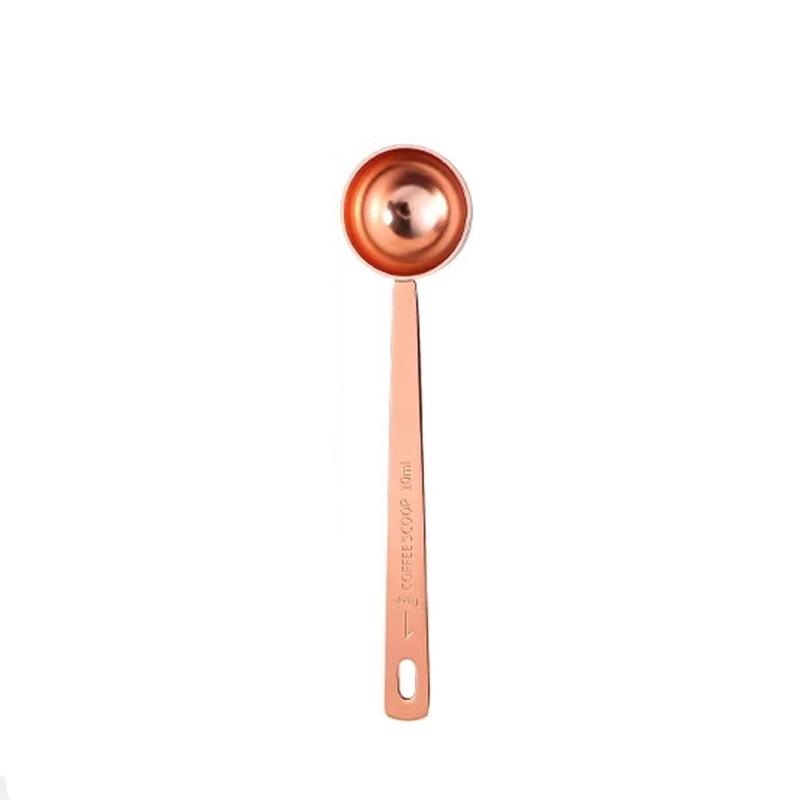 Rose Gold Stainless Steel Measuring Spoons Set: 5ml, 10ml, 20ml for Coffee, Milk, Cocktail, Fruit Powder.