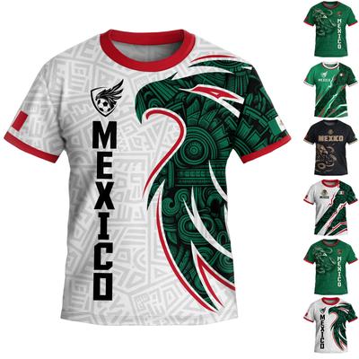 Men's Casual Short Sleeve Soccer Jersey Mexico Themed Graphic Print Lightweight Athletic Top for Sports and Leisure Wear