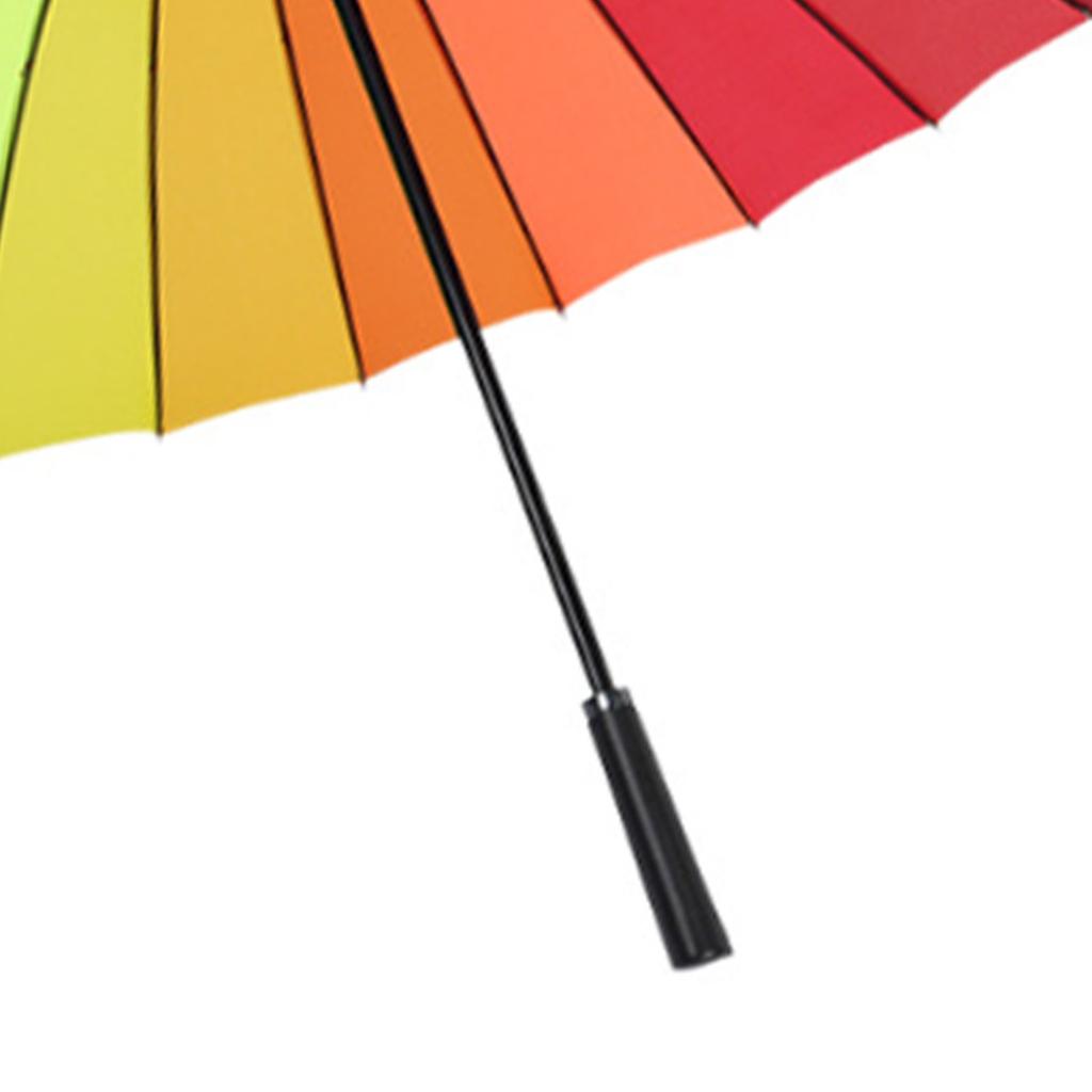 Long Handled Umbrella 24 Rib Large Windproof Reinforced Straight Umbrella for Outdoor Gift Rainbow