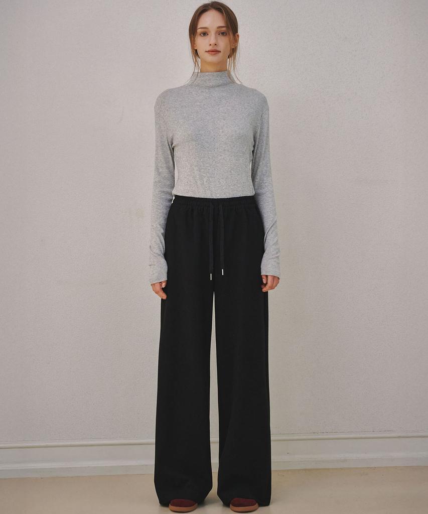 MALOUPE 2168 Brushed Four-Way Stretch Wide Pants (Black)