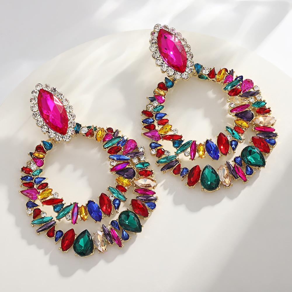 Elegant Round Geometric Alloy Earrings For Women Fashion Summer Trendy Jewelry