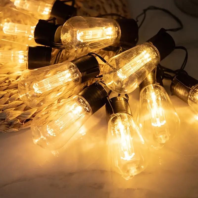 Solar Powered LED String Lights Highlight Outdoor Shatterproof Big Bulbs Garden Holiday Decor Waterproof Lights Camping Light