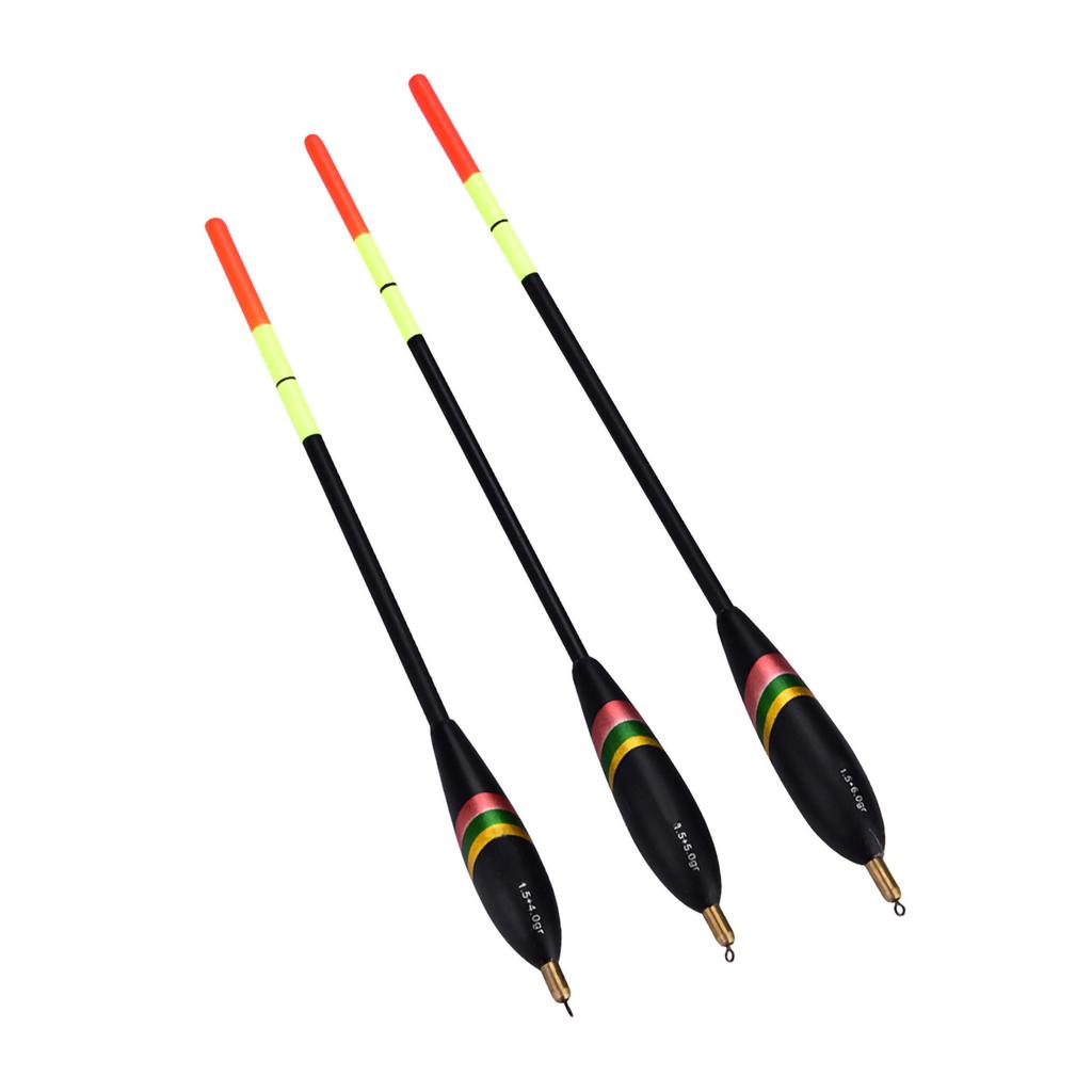 3Pcs 1.5+6g 1.5+5g 1.5+4g Durable Wooden Fishing Floats Set Bobbers Tackle Accessory
