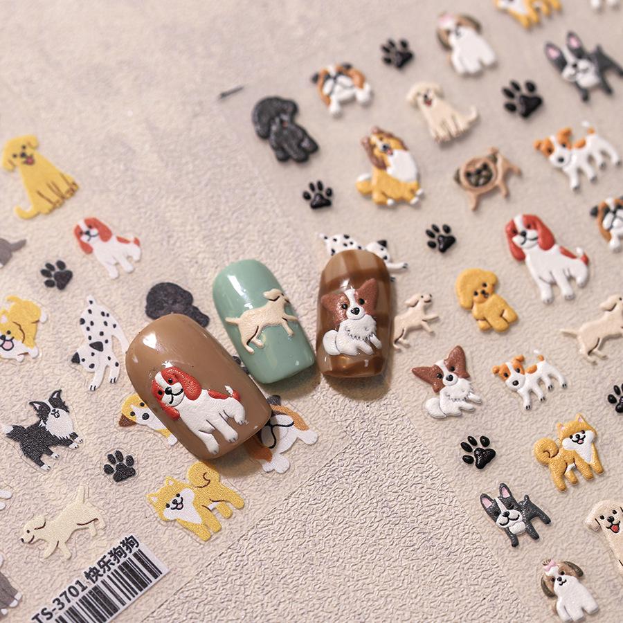 Ferrite Pro Cartoon Nail Stickers: Thin, Tough, Adhesive Nail Art Decals - TS-3701 Happy Dog