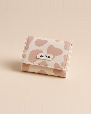 Pu Kůže Kreslený Kráva Dobytek Krátké Dámské Vícekartové peněženky na mince Studentská Roztomilá peněženka s trojitým složením Ženy Nová módní peněženka