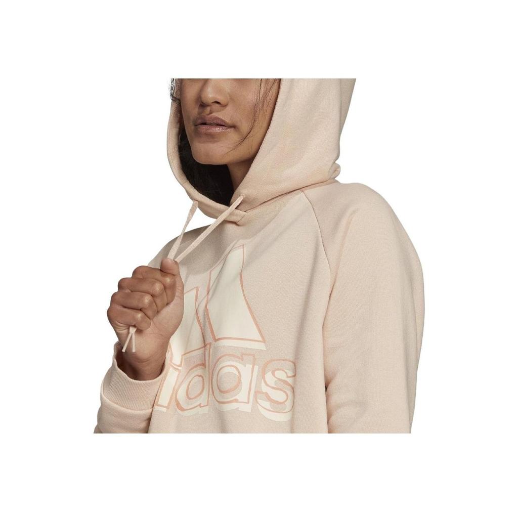 adidas Letter Logo Printed Hooded Sports Sweatshirt Women Sweatshirt Light-Pink HB5107