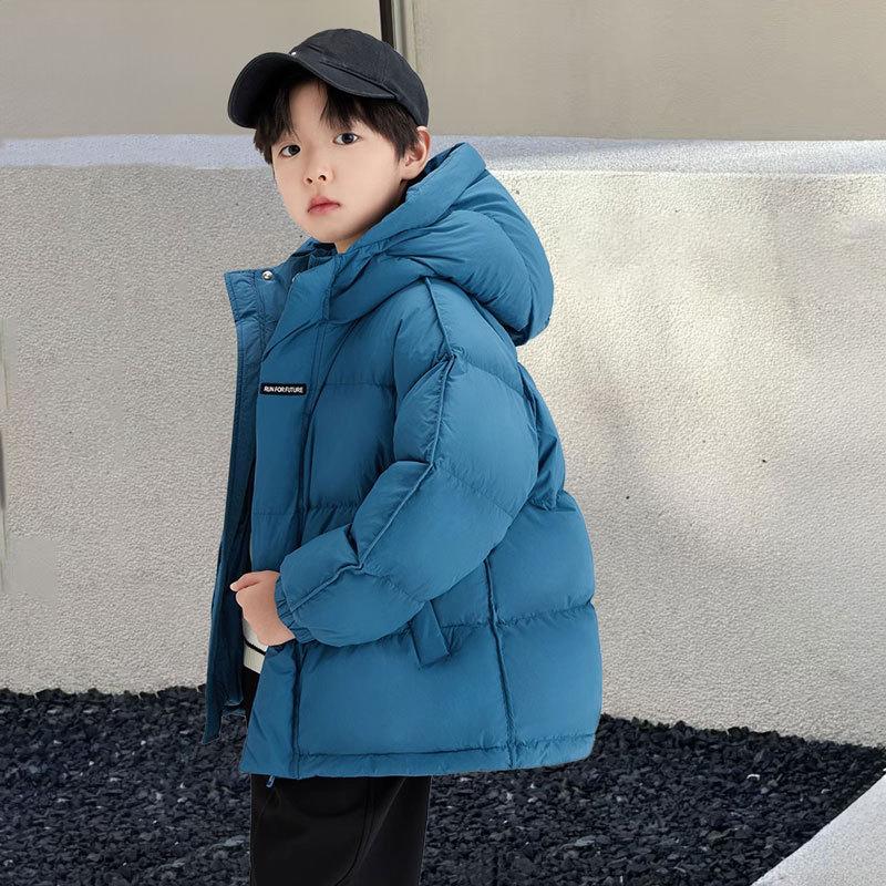 

Дитяча зимова куртка з капюшоном, пухнасте пальто для дівчаток, водонепроникне тепле пухове пальто, верхній одяг для хлопчиків 90cm синій