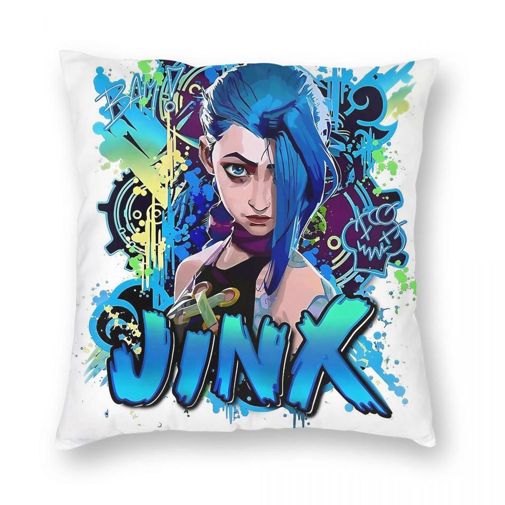 Jinx Arcane Square Pillowcase Polyester Linen Velvet Creative Zip Decor Pillow Case Sofa Cushion Cover