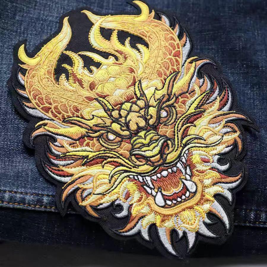 1 szt. Duża głowa smoka Delikatna naszywka z haftem Aplikacja na ubrania DIY Ubrania Naprasowanka Dekoracja Naszywki