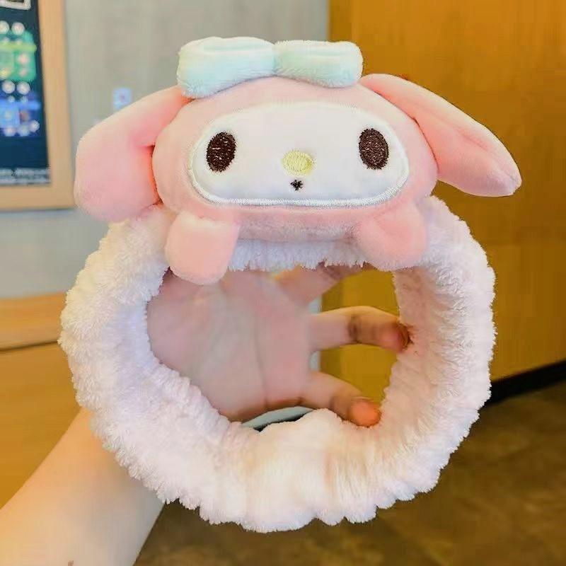 Sanrio Cinnamoroll & My Melody Cute Cartoon Plush Makeup Headband & Hair Clip Set for Women