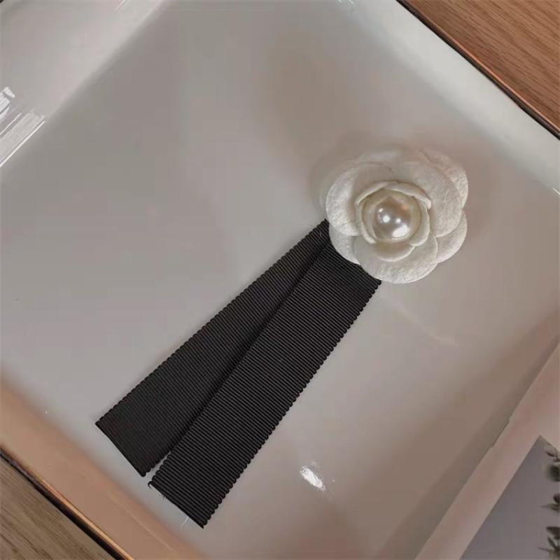 French Vintage Fabric Art Bow Tie Brooches Camellia Flower Corsage Pins Shirt Collar Accessories Fashion Jewelry Gifts For Women