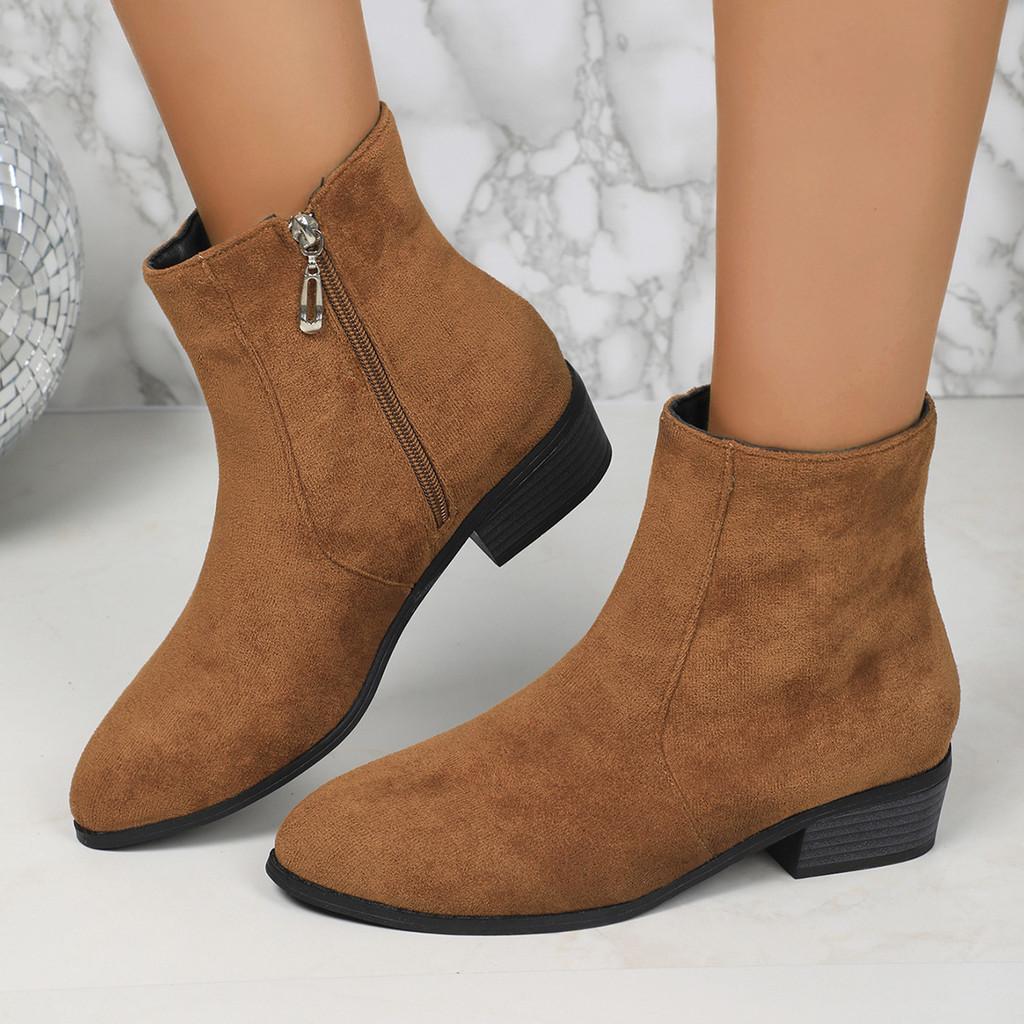 Fashionable 2024 Autumn Plus Size Women's Suede Martin Boots With Side Zipper