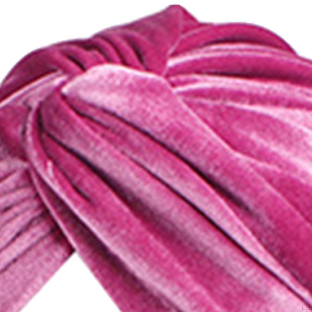 Pleated Muslim Hat Head Wrap Velvet Double Layer Chemo Caps Bright Color Headwear Women