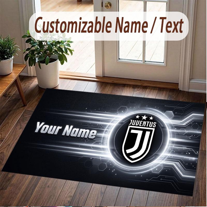 Tappeto Personalizzato Modello Juventus FC Stampa Nome Testo Morbido Antiscivolo Tappeto per Pavimento per Decorazione Interna Casa