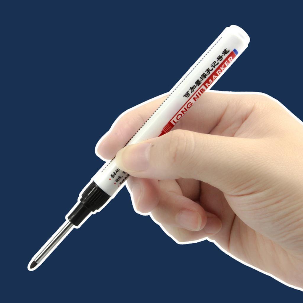 2Pcs Waterproof Deep Reach Marker 30mm Deep Hole Marker Long Nib Carpenter Marker Woodworking Marking Tool