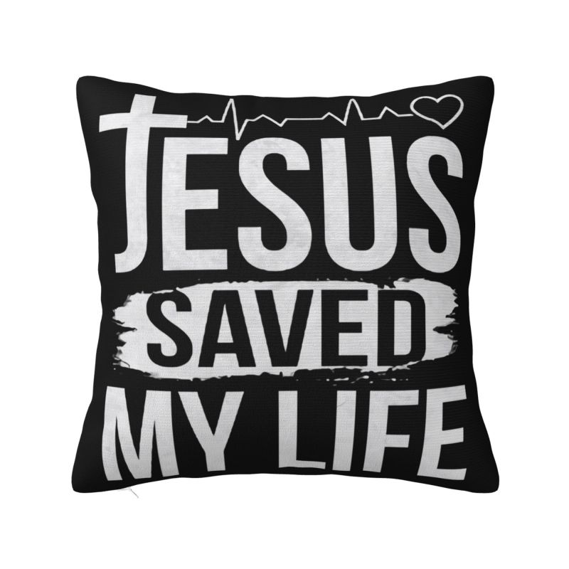 Jesus Saved My Life Cushion Covers Christian Religious Faith Velvet Luxury Pillows Decor Home