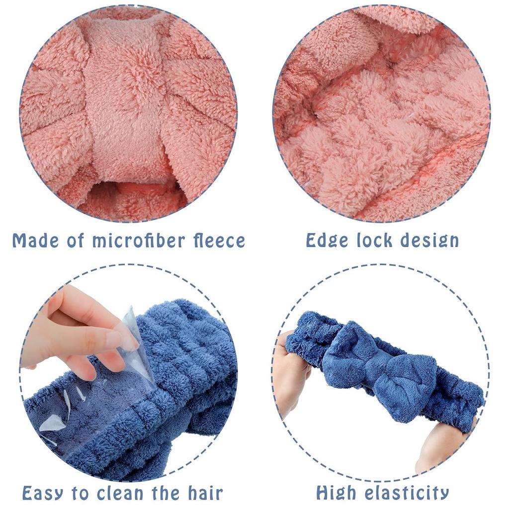 3 Pieces Spa Headband for Women Facial Headband Makeup Headband for Washing Face Terry Cloth Hairband Bow Towel Headbands