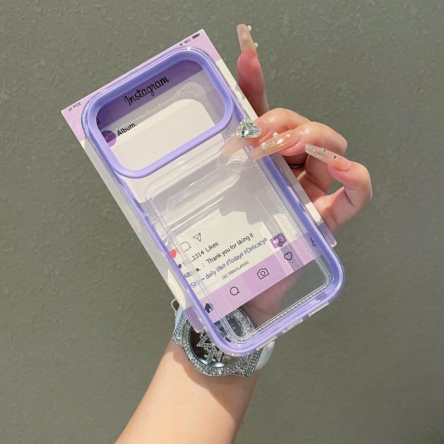 

Прозрачный чехол для телефона 3 в 1 с держателем для карт, противоударный и не желтеющий ТПУ, легкий доступ к кредитным картам для iPhone 17 Pro Max 16 15 14 13 12 11 XR X Max iPhone Xs Max фиолетовый