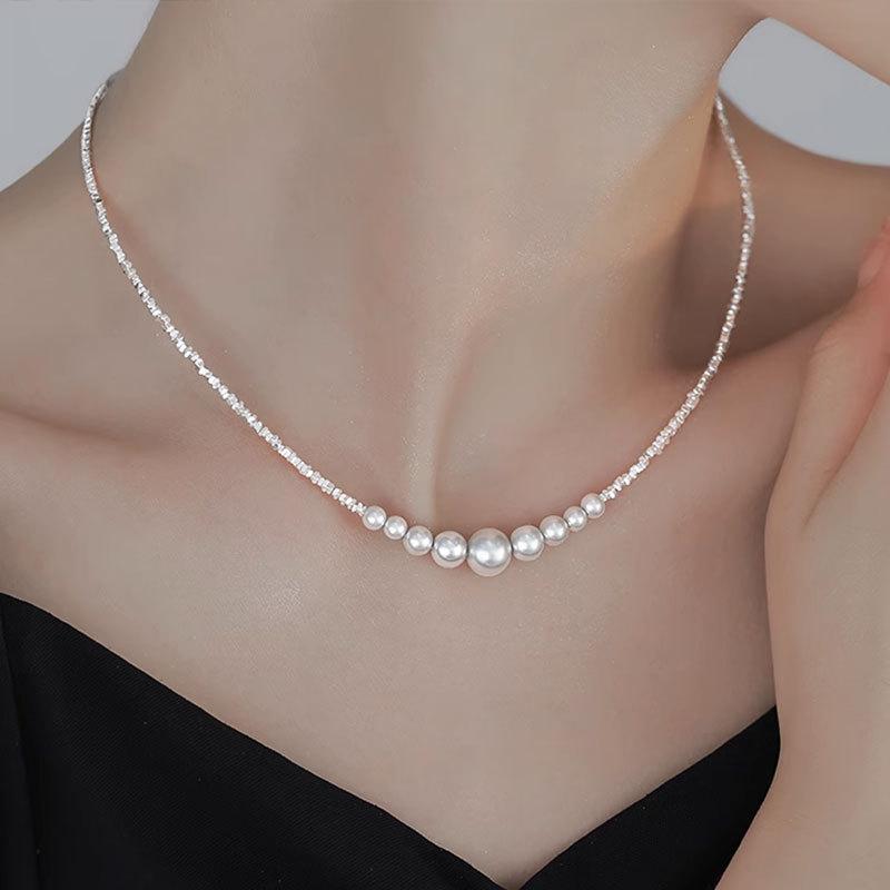 Pearl Broken Necklace French Retro Niche Design Collar Chain Minimalist Design Versatile