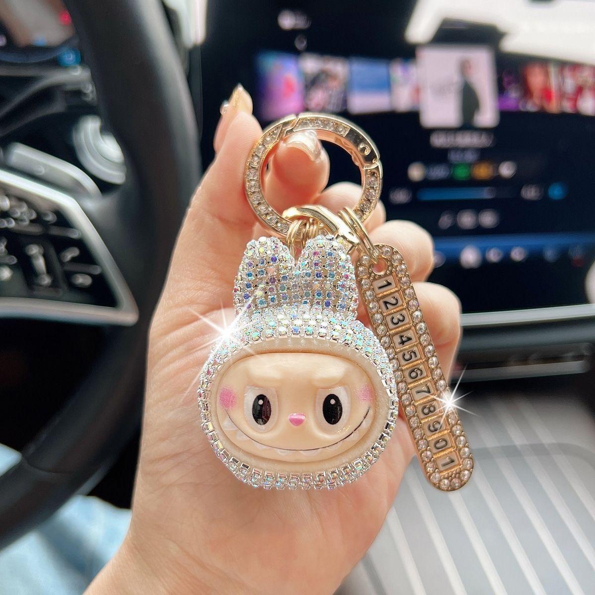 

Full of Diamonds and Shiny Canvas Car Keychains, Anti Lost Number Plate Pendants, Men s and Women s Car Keychains, Holiday Gifts белый