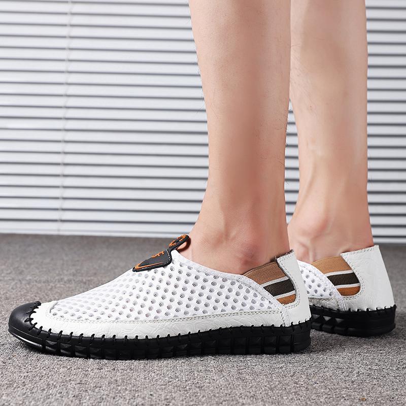 Large Size 38-48 Fashion Men's Summer Leather Breathable Casual Driving Shoes Loafers Flat Sandals Sports Sandals