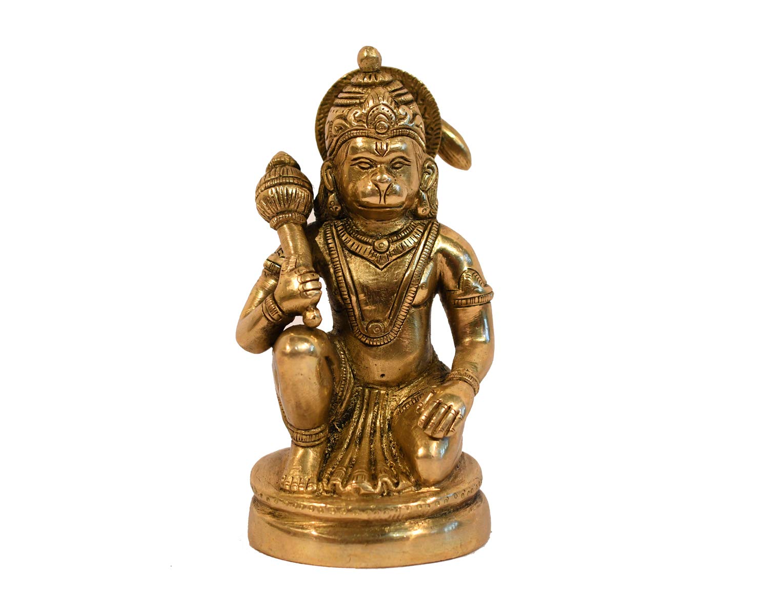 Lord Hanuman Statue, Religious, Strength God Sculpture, Brass - 5.2 Inches