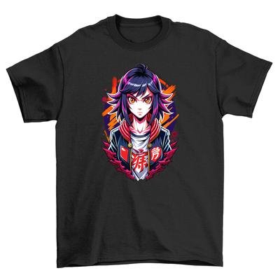 Anime Fierce Girl T-Shirt Herren Damen Tees Top - Entfessle deinen inneren Krieger! Lustiges T-Shirt, Unisex-Druck