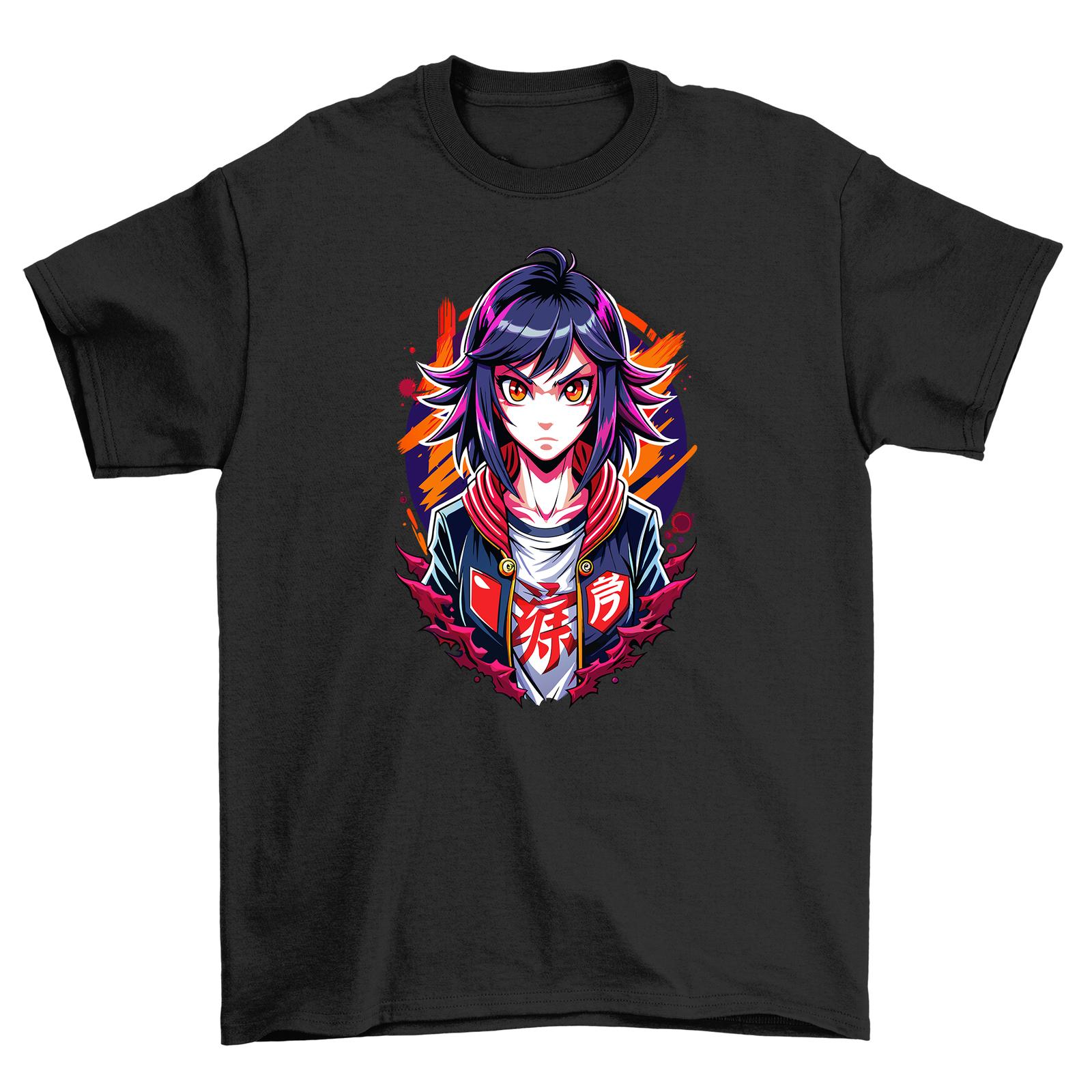 

Anime Fierce Girl T-Shirt Mens Womens Tees Top - Unleash Your Inner Warrior! Funny Tee, Unisex Printe 4XL