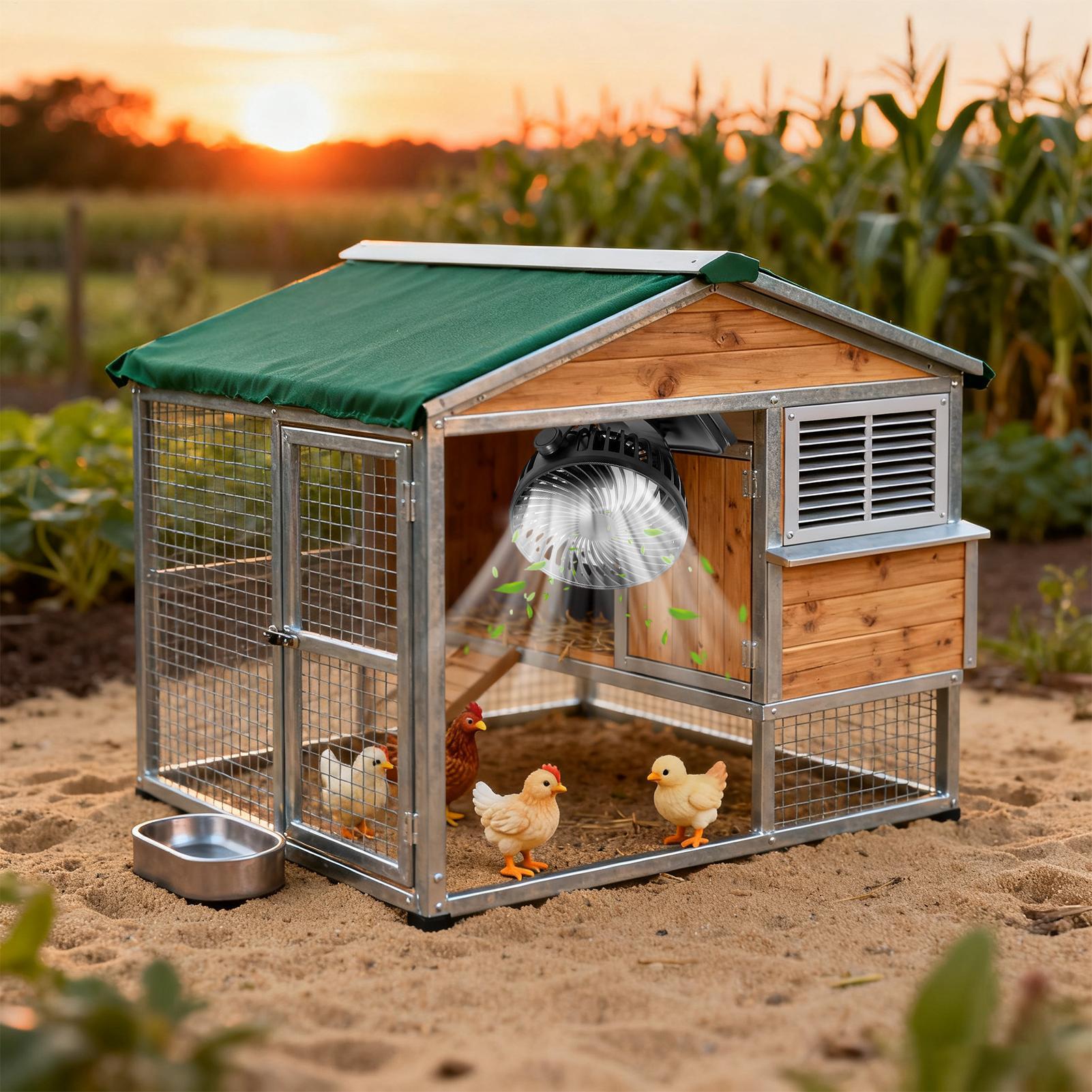 

Chicken Coop Fan 360 Rotating Exhaust Fan Poultry Ventilation Device for Bathroom Kitchen Garage Greenhouse Dorm Shed Patio CN