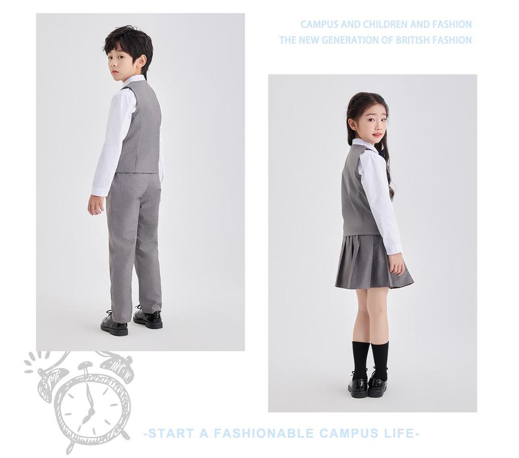 Children's Academic Style School Uniform Set: Primary School Vest & Kindergarten Short Sleeve for Back to School Photography