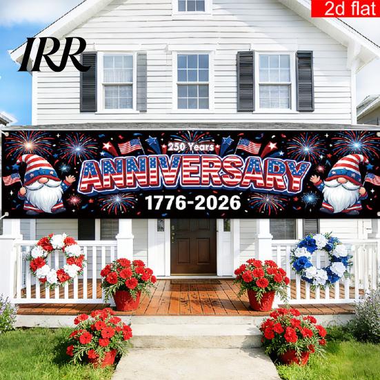 Independence Day Decor 250th Anniversary Banner 6.5x1.5ft 250 Years of Freedom American Patriotic Decoration 1776-2026 Outdoor Party USA Porch