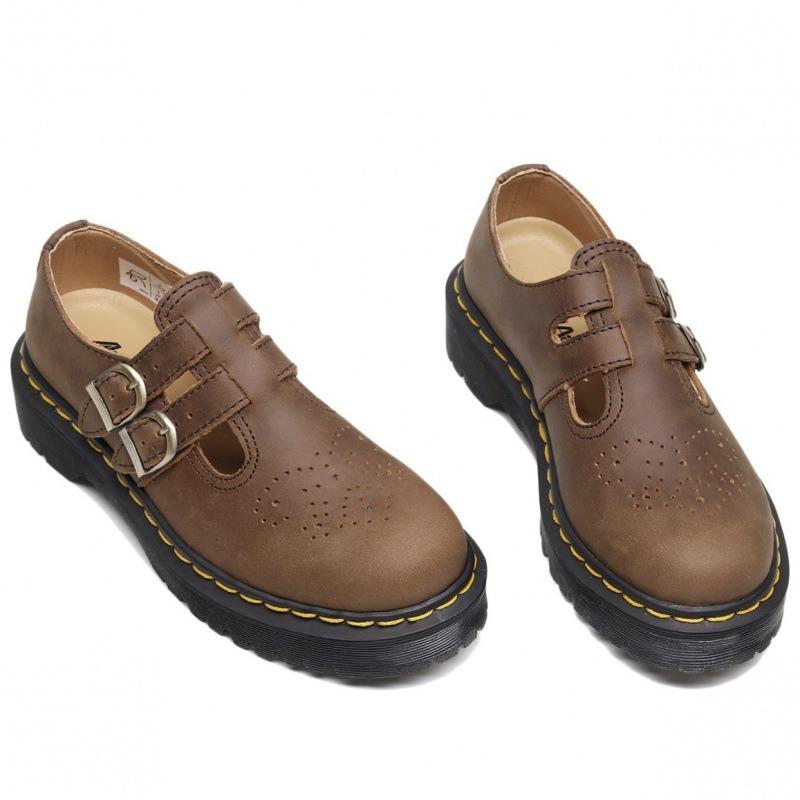 Martin boots Mary Jane shoes leather low-top small leather shoes women's Crazy Horse brown fashion student Hugh